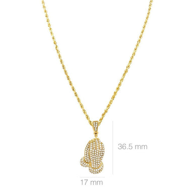 Yellow Diamond Praying Hands Pendant in 10k Yellow Gold 1.15 ctw